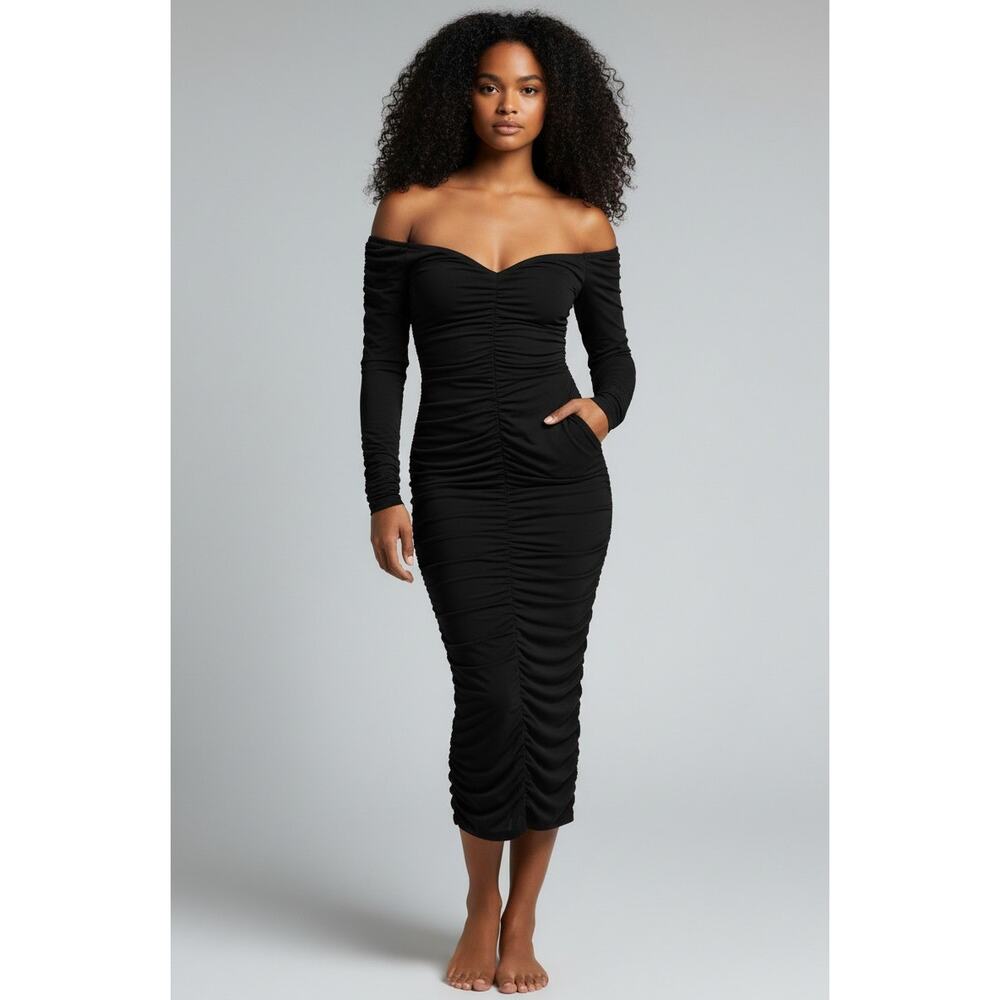 Norma Kamali Ruched Dress in Black Size XS